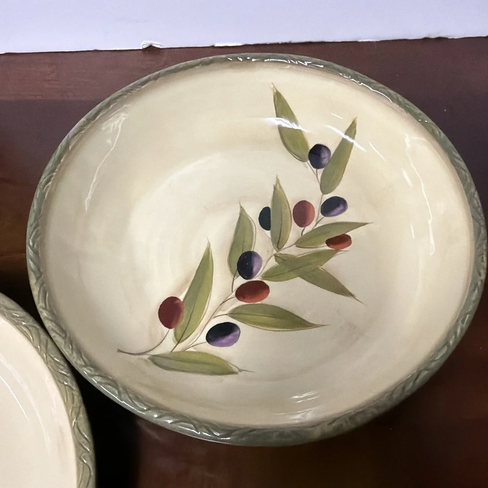 Clay Art Antique Olive Pasta Bowl Set Of 2 - Picture 6 of 10
